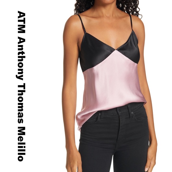 ATM • Contrast Detail Silk Satin Camisole - Picture 3 of 5